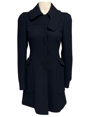 PRADA NAVY BLUE STRUCTURED WOOL COAT